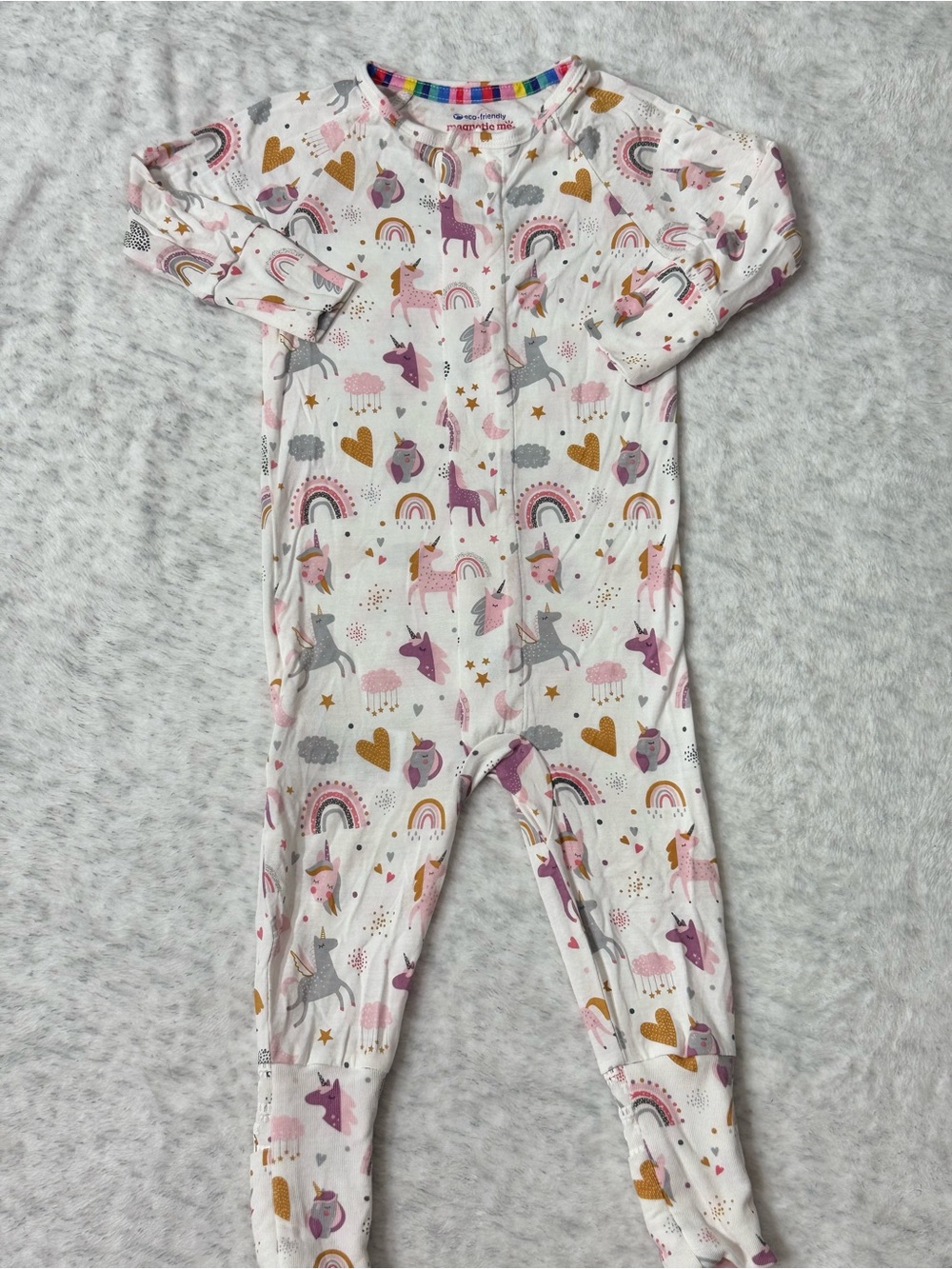 Magnetic Me Unicorn Rainbow Footless Sleeper 9-12M Baby Girl Modal Convertible